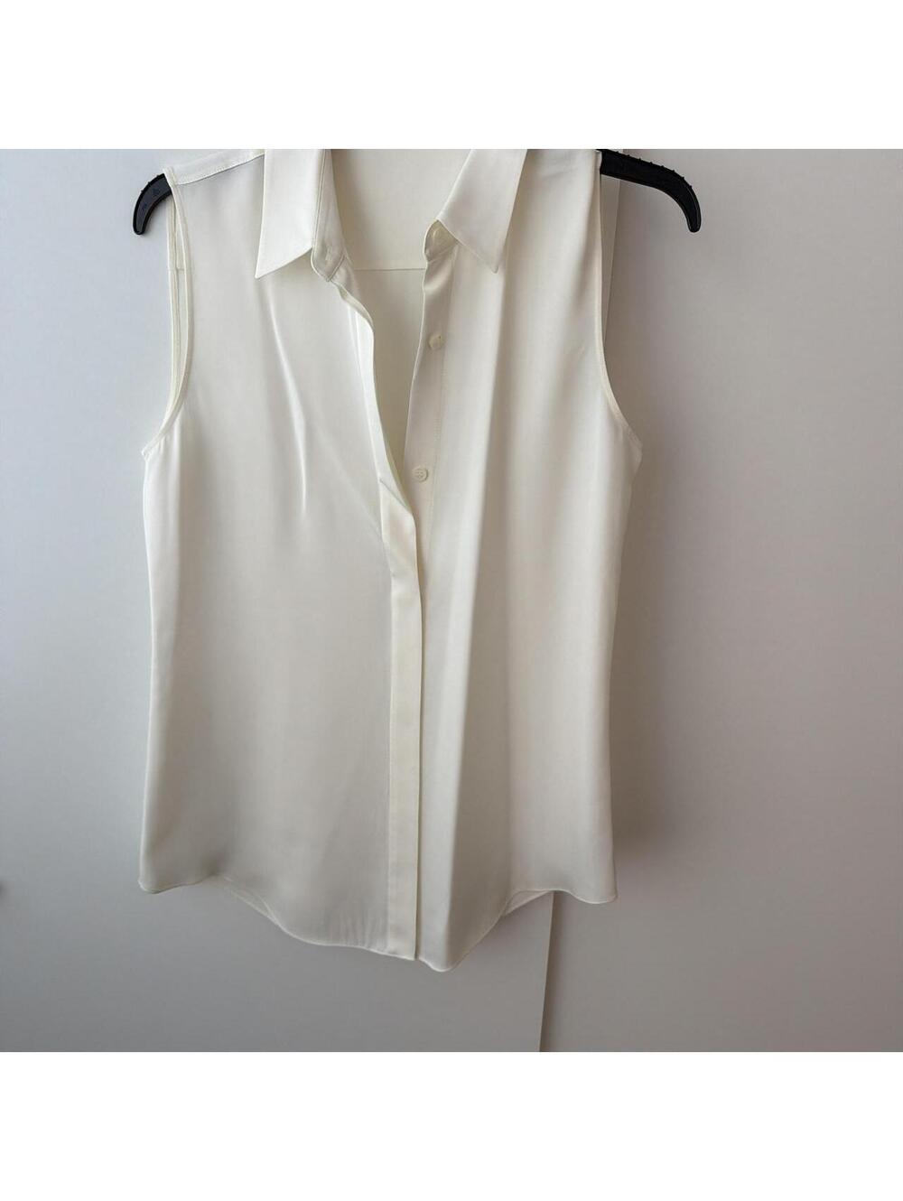 Theory Women's White and Cream Blous